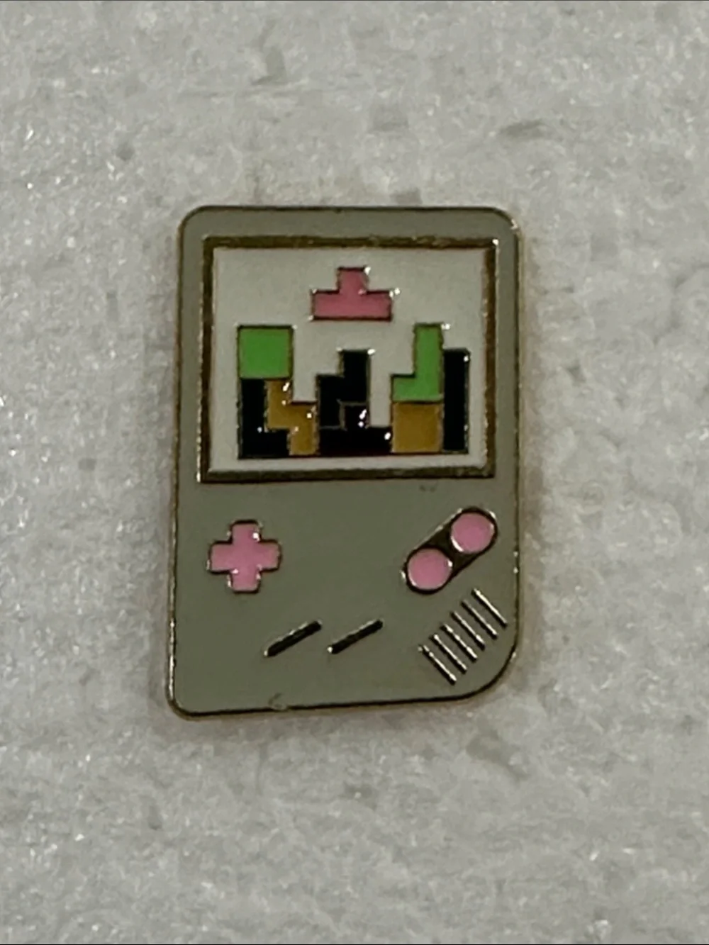 Retro Nintendo Gameboy Handheld Game Enamel Pin - Sage Green with Pink Buttons